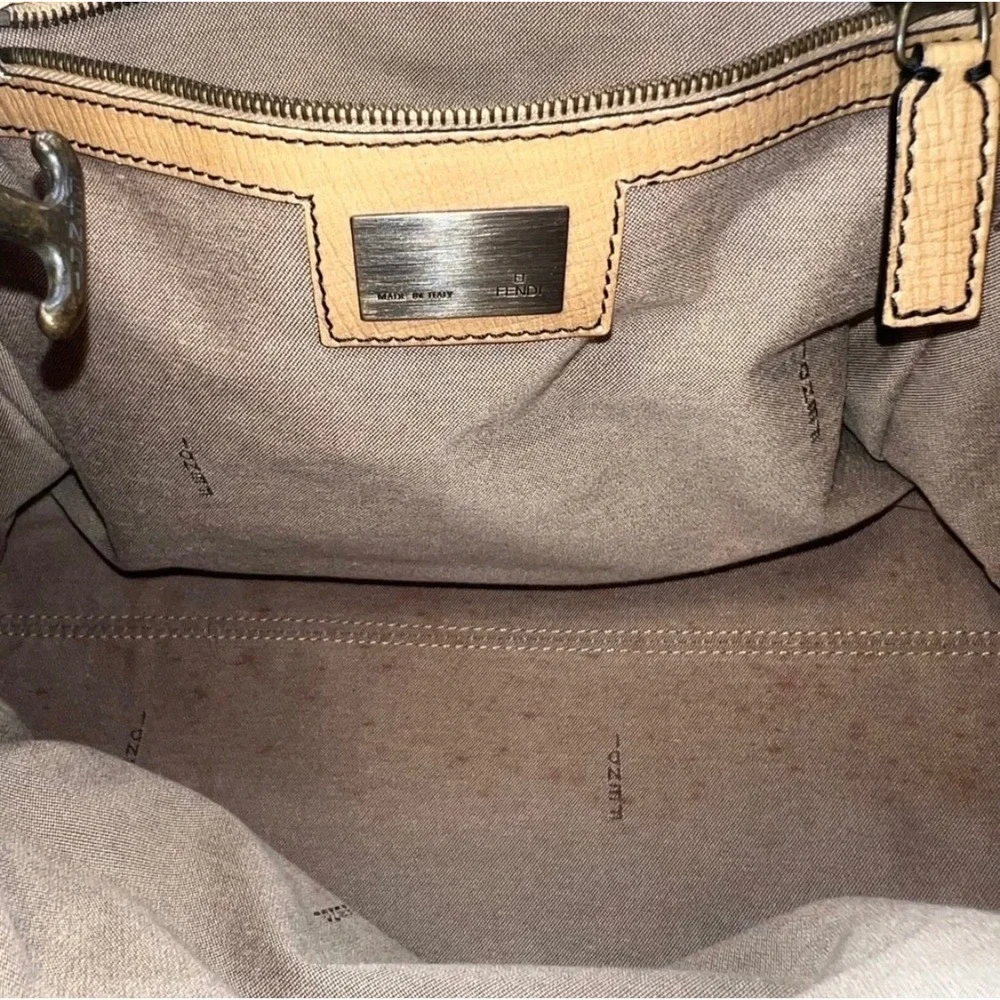 Fendi Du Jour RARE Embossed Leather Satchel Designer Handbag F Logo Details